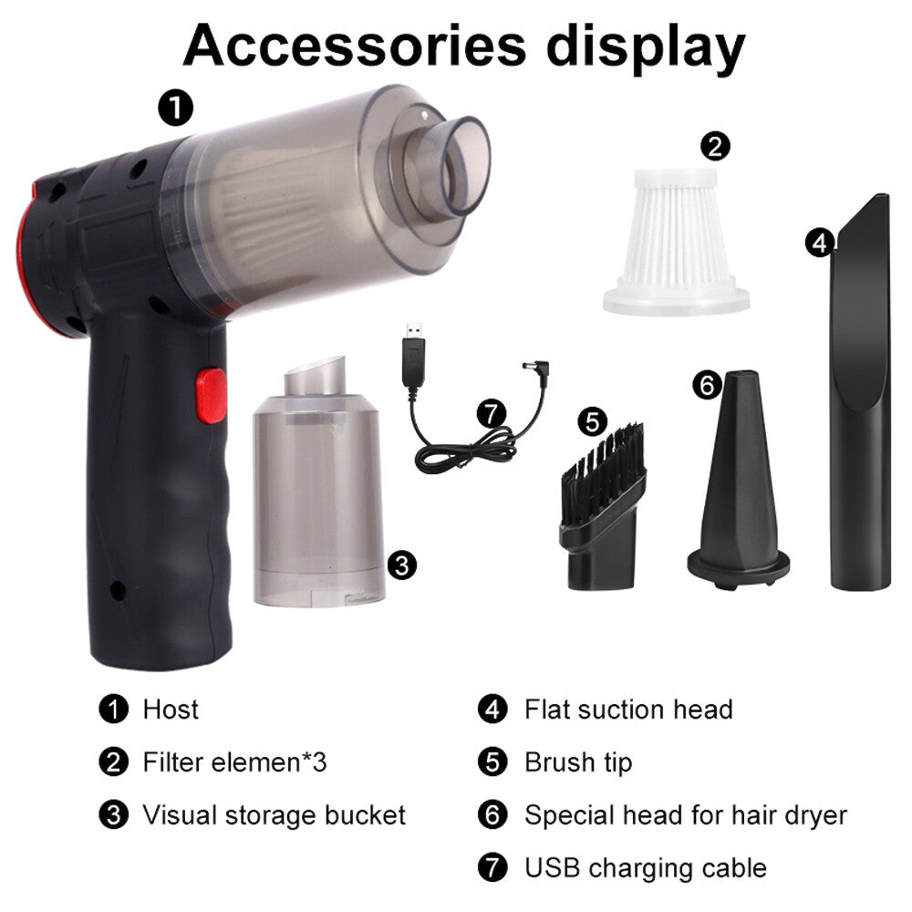 16000PA Portatil Aspiradora Mini Pequeña De Agua Seco Trabajo Mano Carro Autos