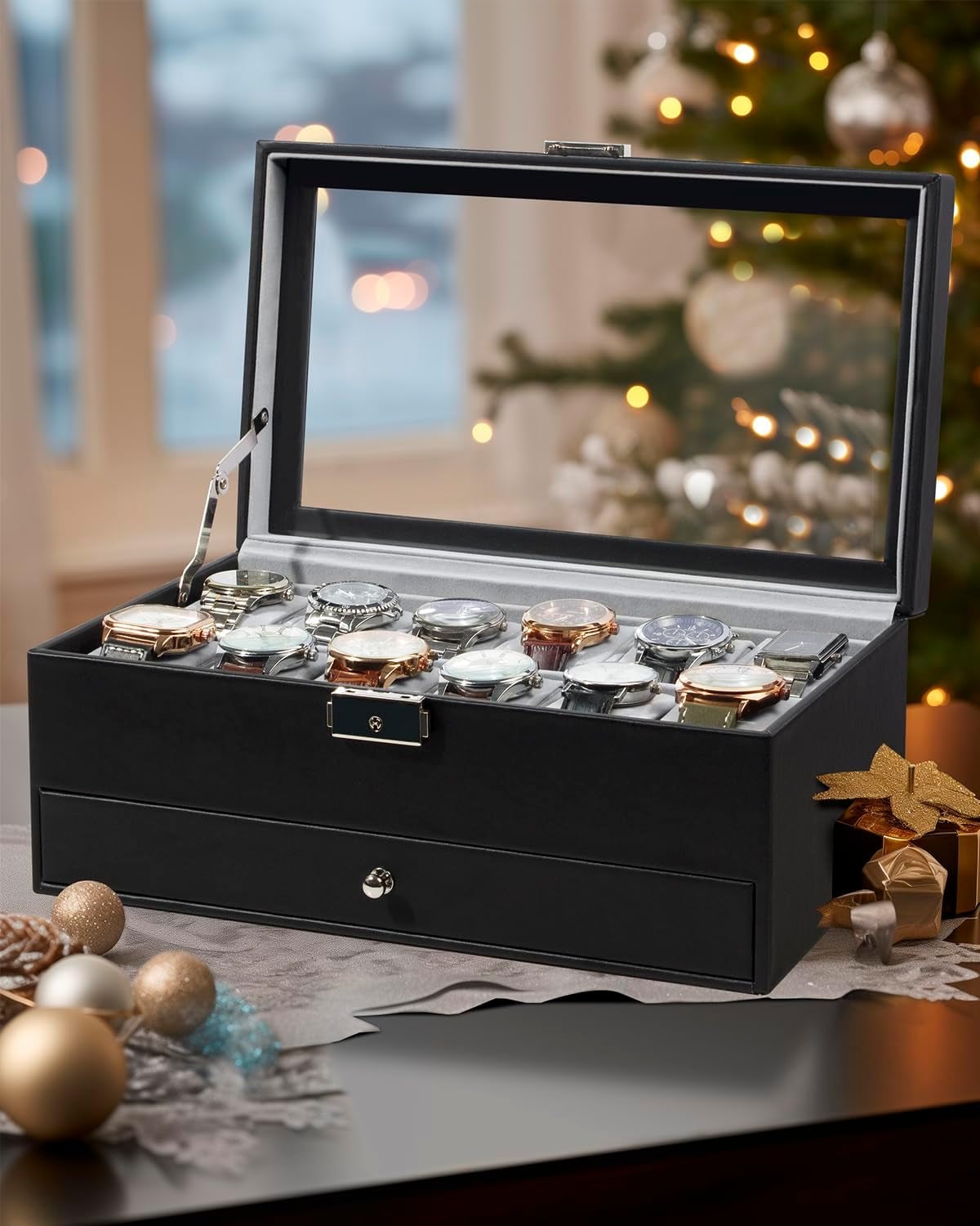 Caja Para Relojes Con 12 Ranuras, Organizador De Exhibición De Relojes, Estuche